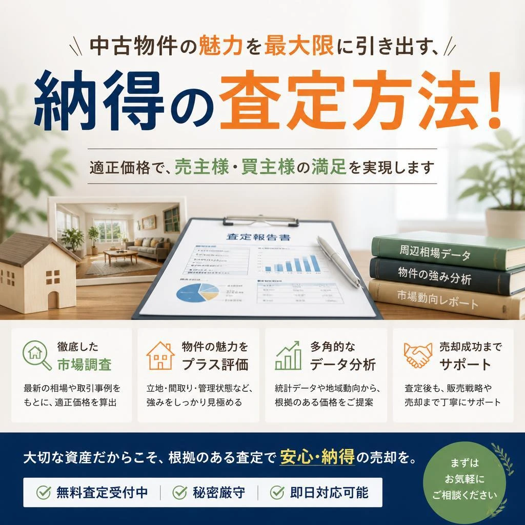 中古物件の魅力を最大限に引き出す、納得の査定方法！