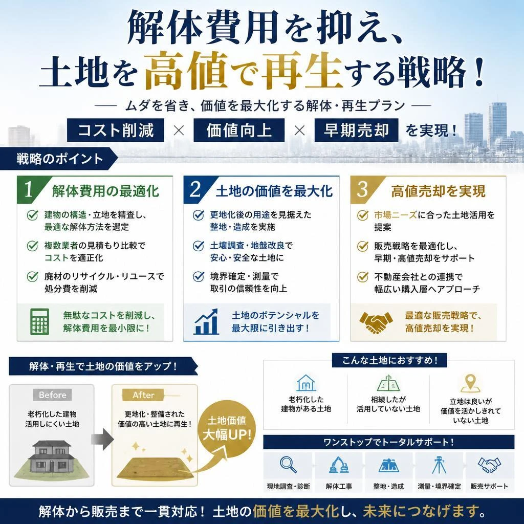 解体費用を抑え、土地を高値で再生する戦略！