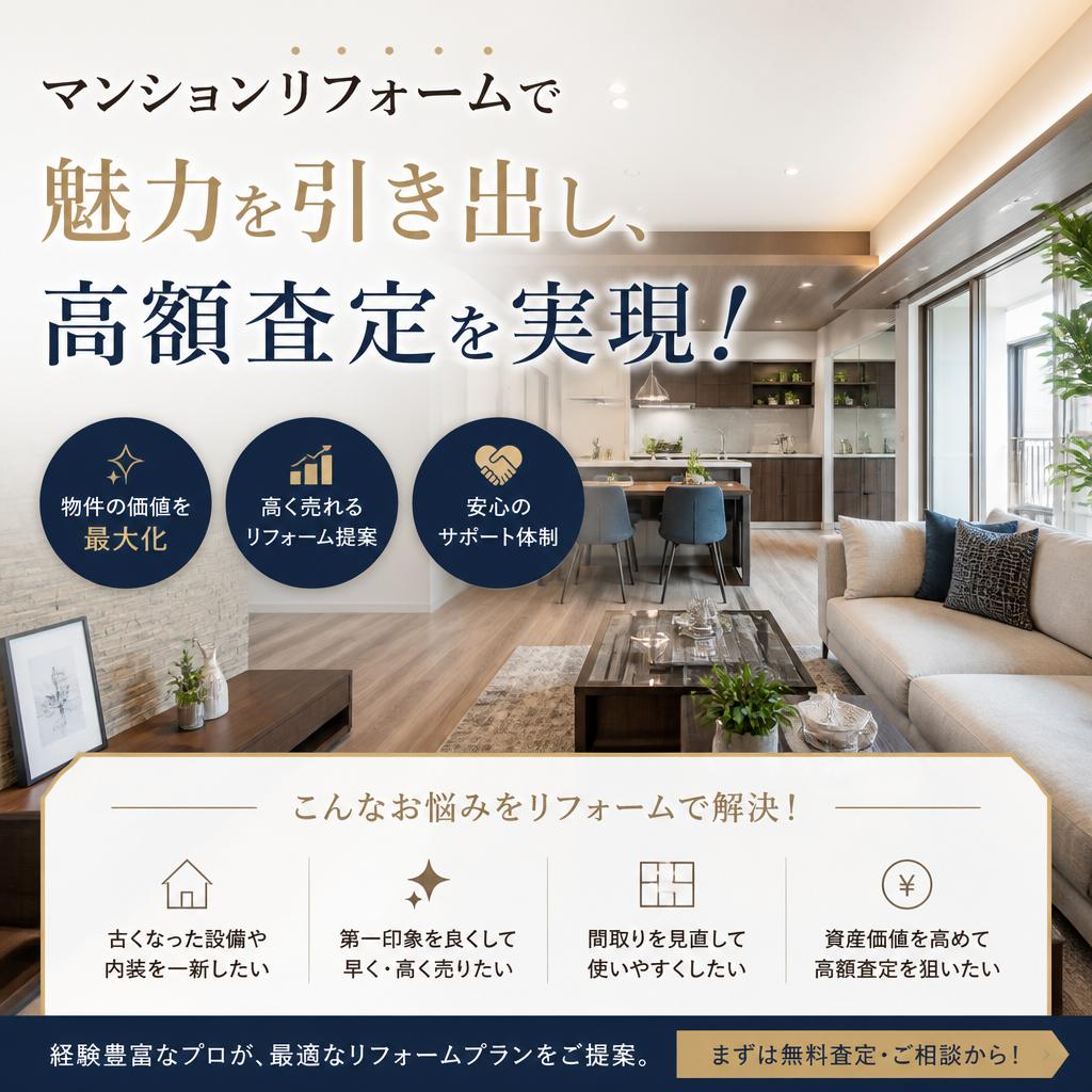 マンションリフォームで魅力を引き出し、高額査定を実現！