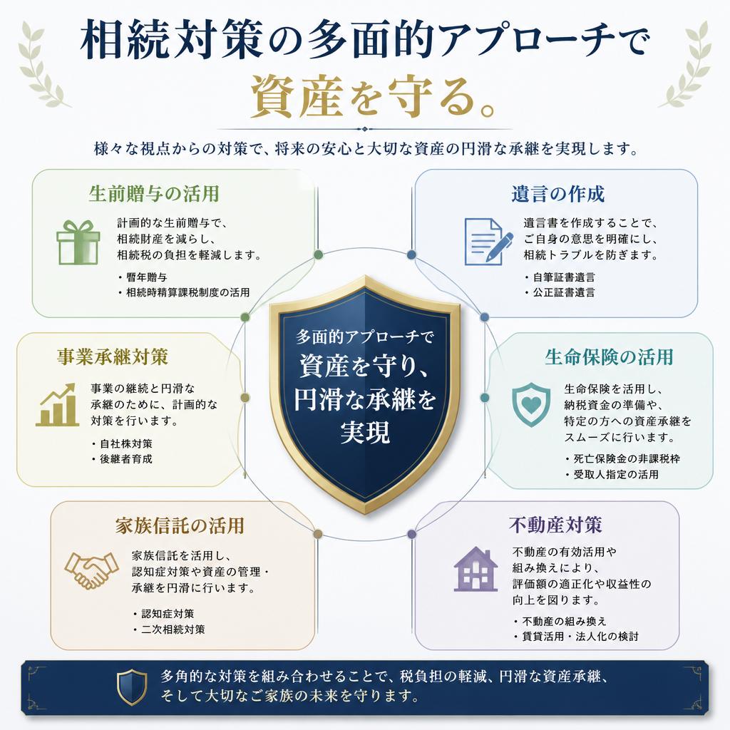 相続対策の多面的アプローチで資産を守る。