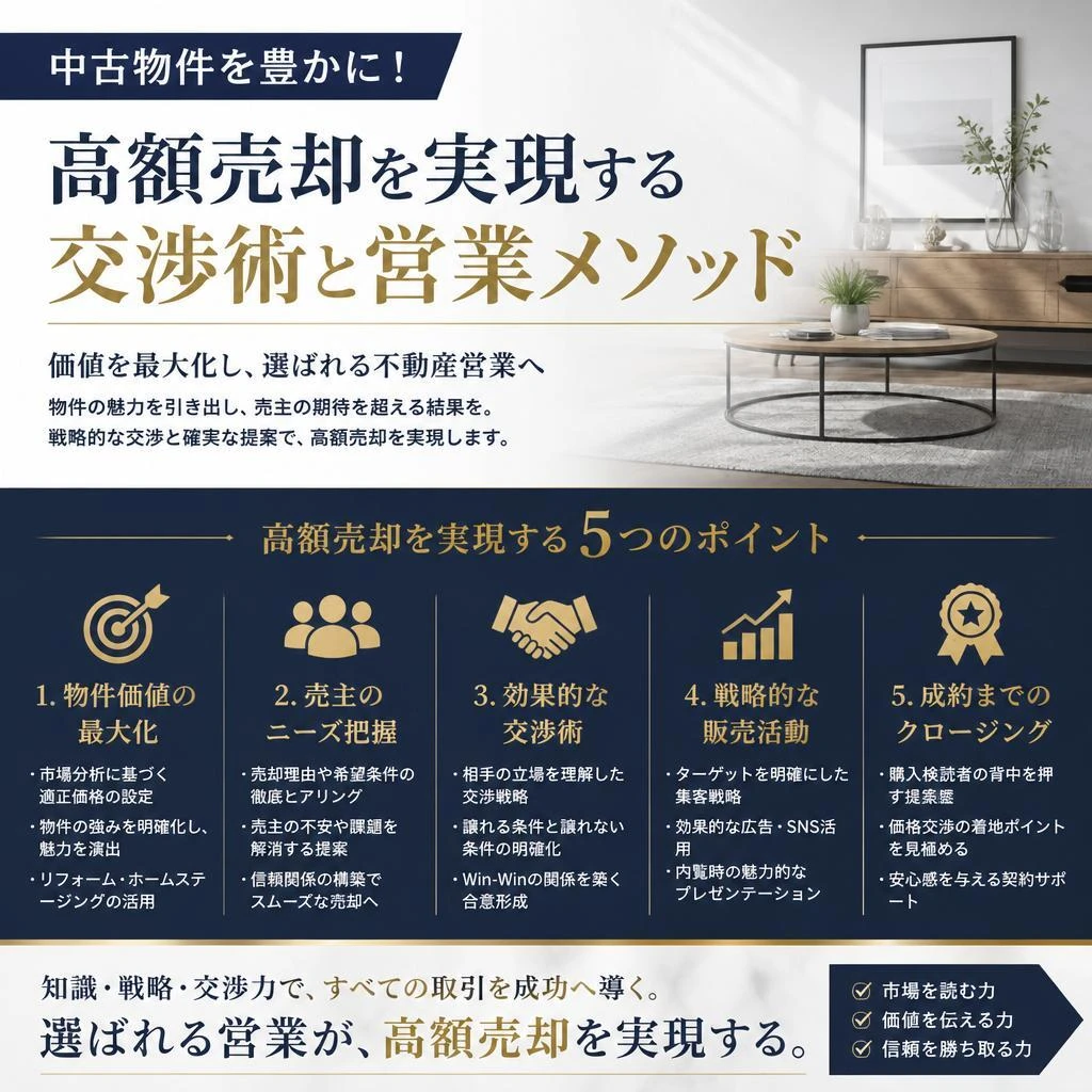 中古物件を豊かに！高額売却を実現するための交渉術と営業メソッド