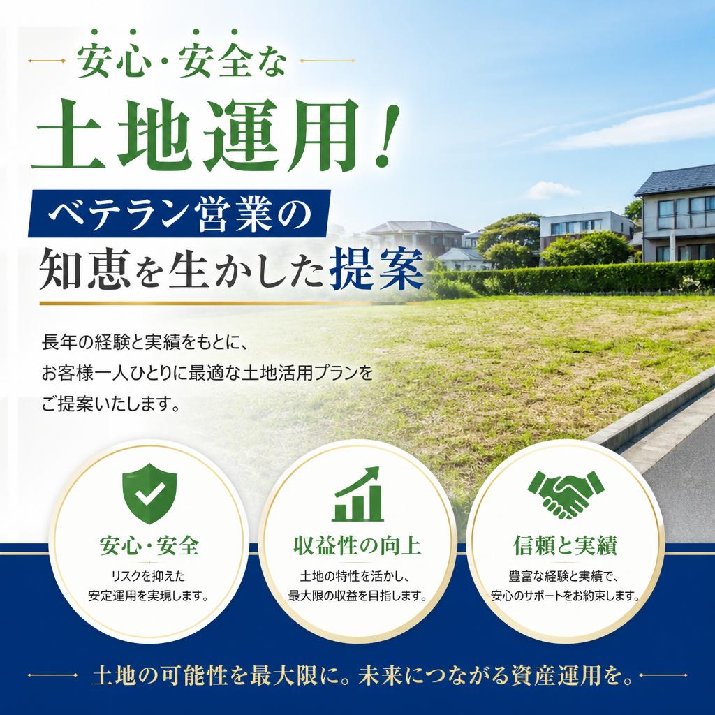 安心・安全な土地運用！ベテラン営業の知恵を生かした提案
