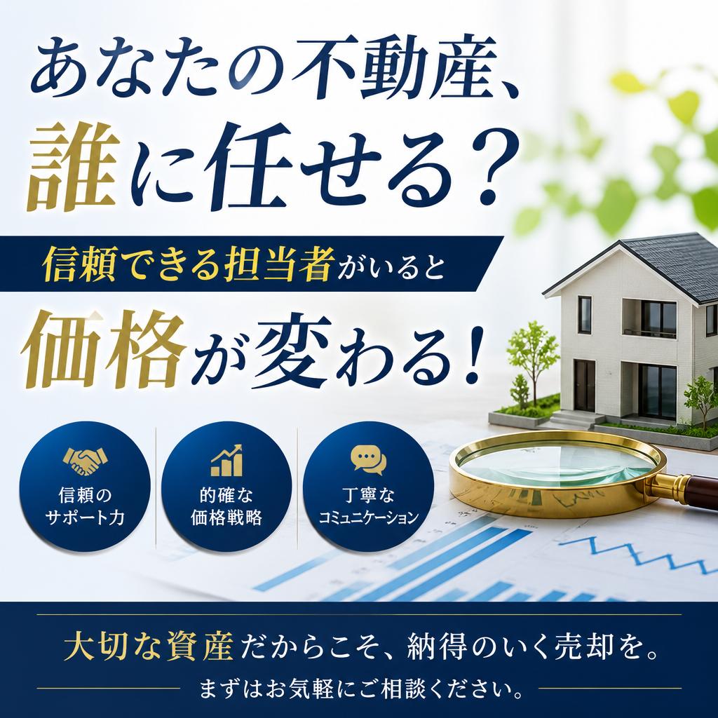 あなたの不動産、誰に任せる？信頼できる担当者がいると価格が変わる！