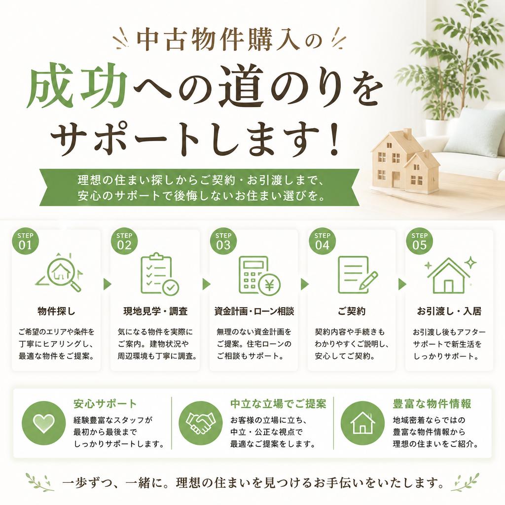 中古物件購入の成功への道のりをサポートします！
