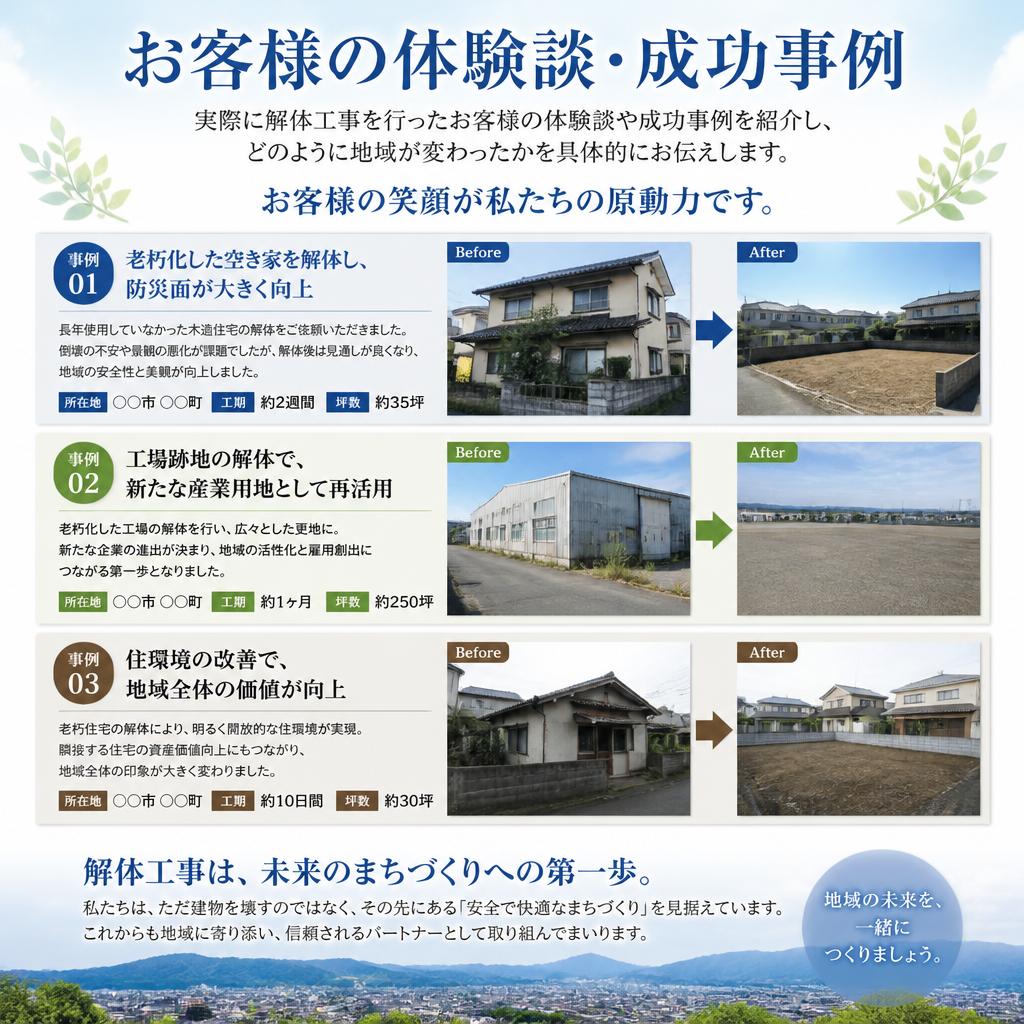 お客様の声：解体を通じた成功事例