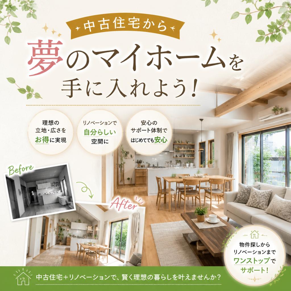 中古住宅から夢のマイホームを手に入れよう！