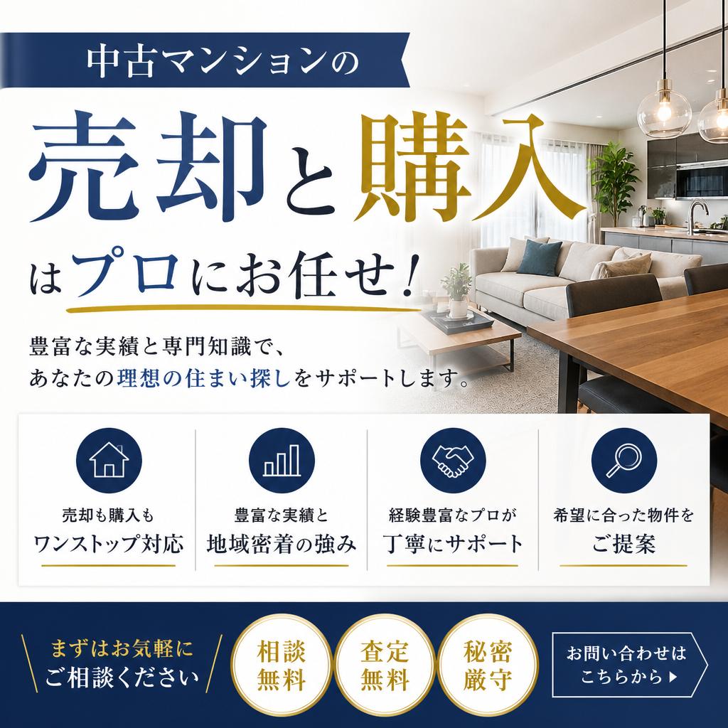 中古マンションの売却と購入はプロにお任せ！