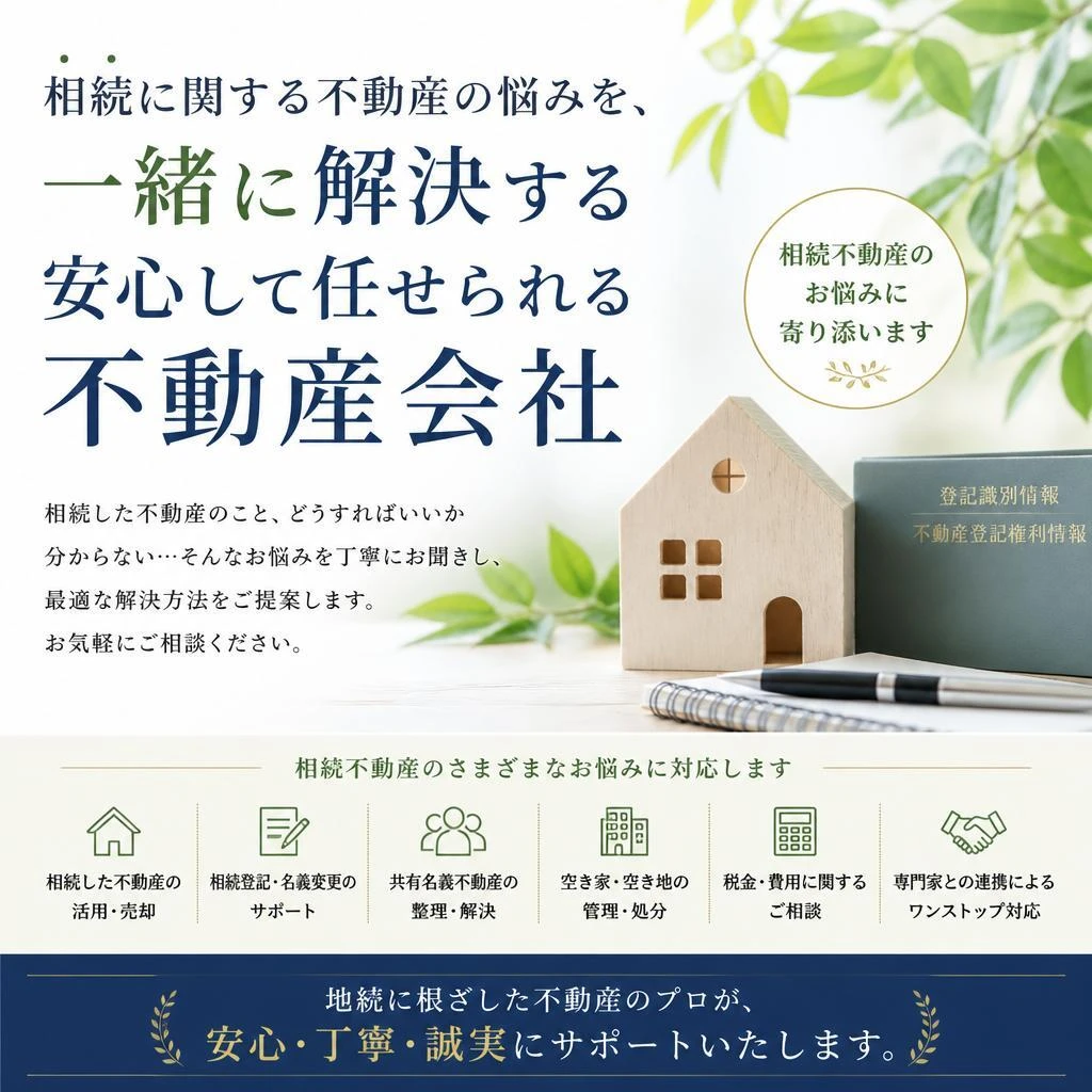 相続に関する不動産の悩みを、一緒に解決する安心して任せられる不動産会社