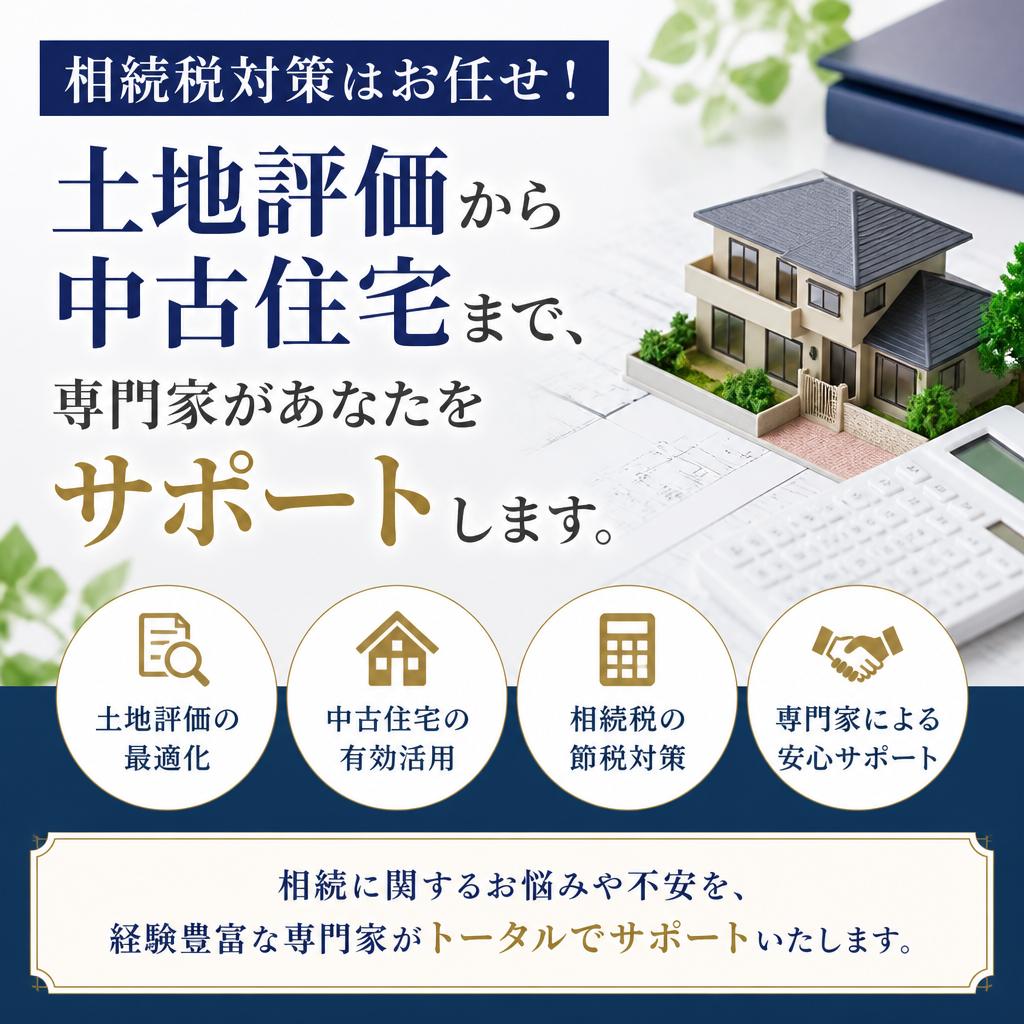 相続税対策はお任せ！土地評価から中古住宅まで、専門家があなたをサポートします。