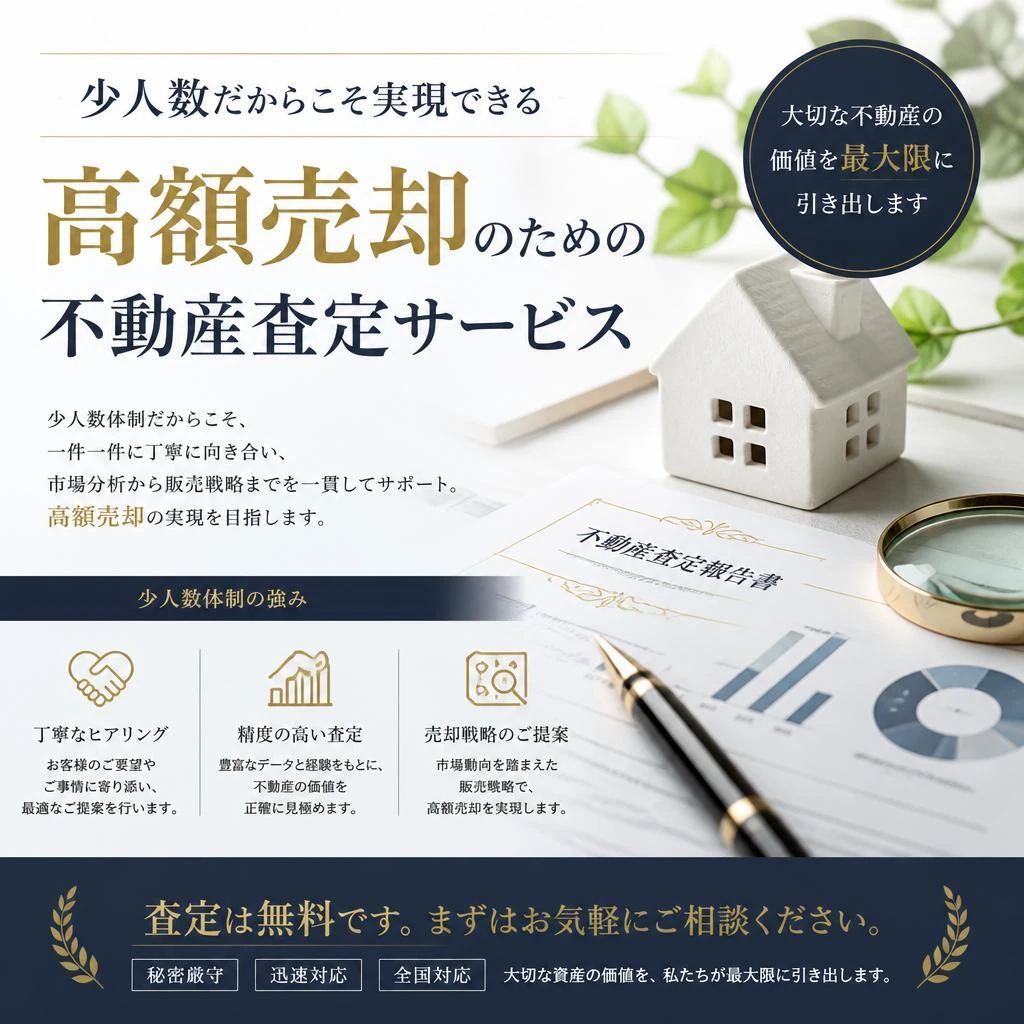 少人数だからこそ実現できる高額売却のための不動産査定サービス