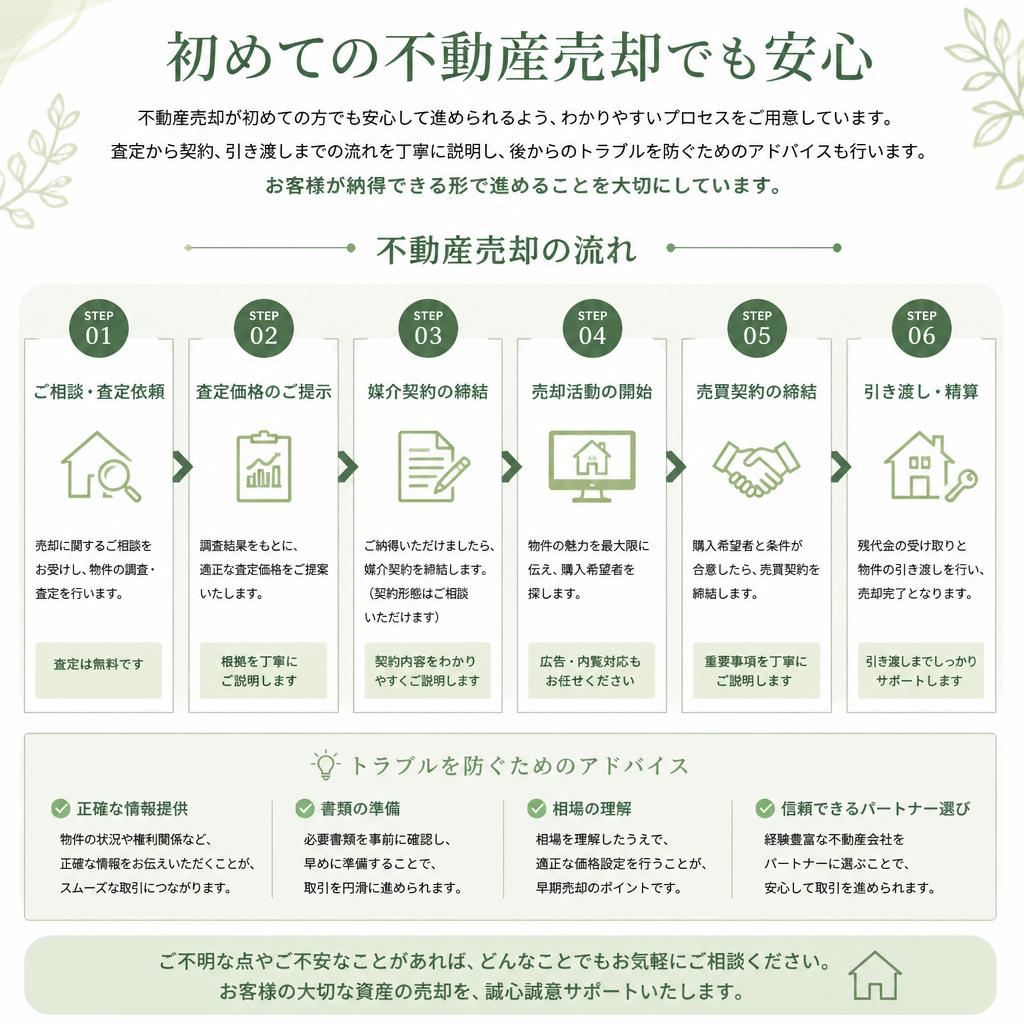 不動産売却の流れとサポート内容
