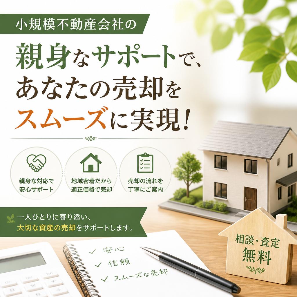 小規模不動産会社の親身なサポートで、あなたの売却をスムーズに実現！