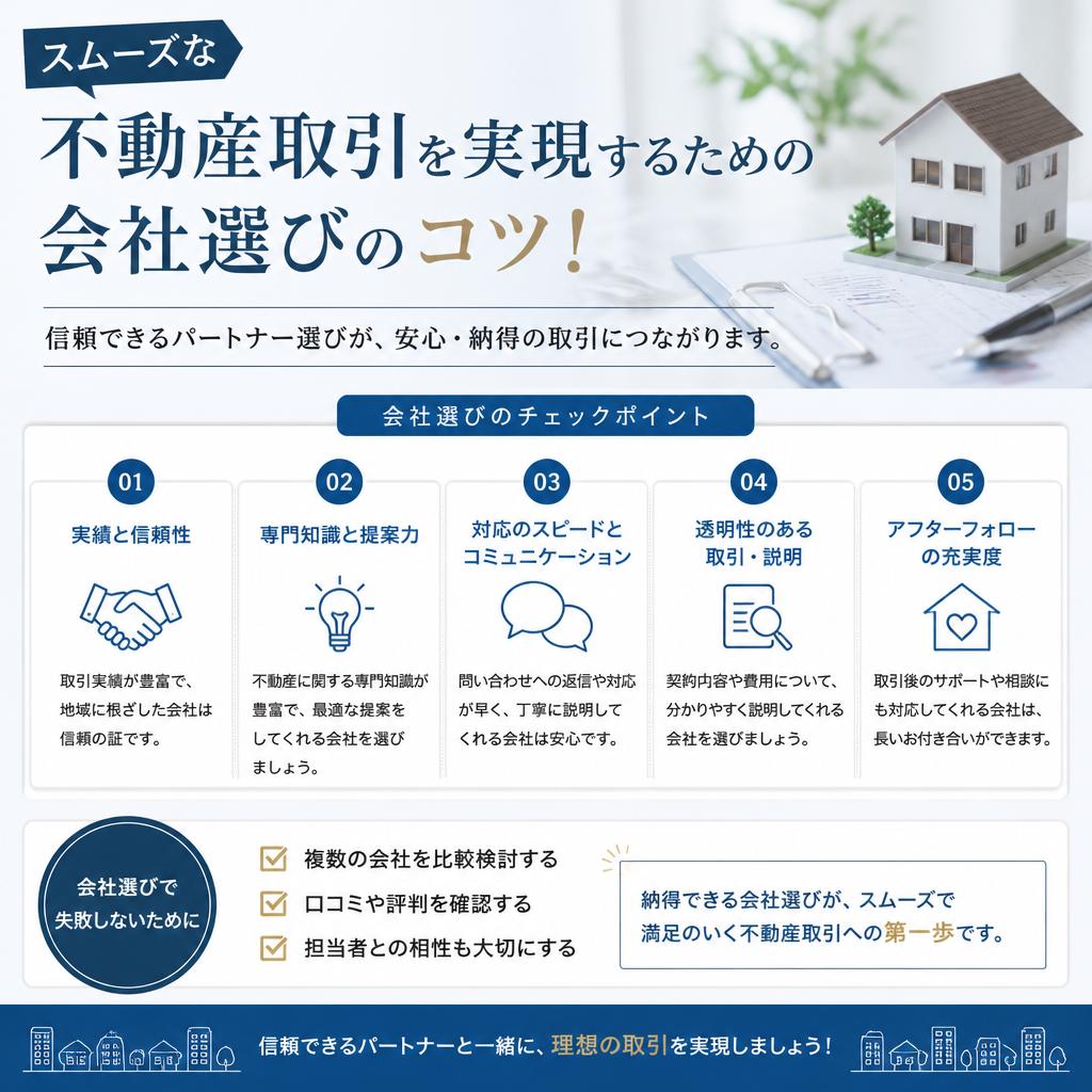 スムーズな不動産取引を実現するための会社選びのコツ！