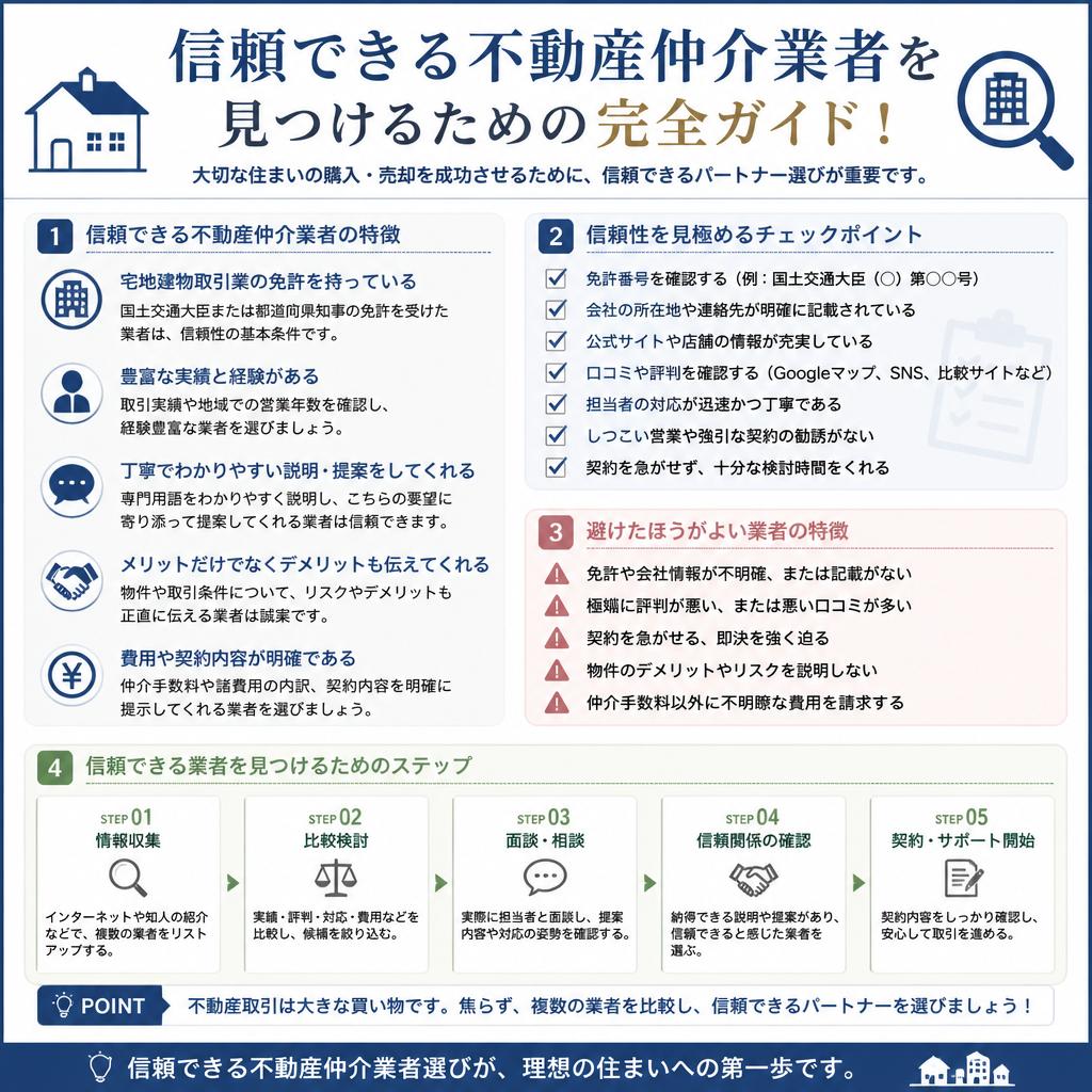信頼できる不動産仲介業者を見つけるための完全ガイド！