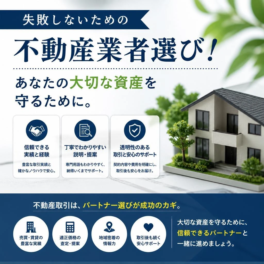失敗しないための不動産業者選び！あなたの大切な資産を守るために。