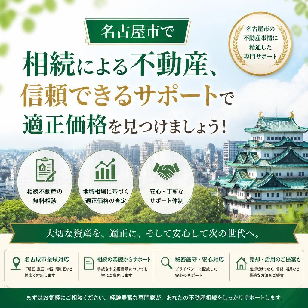 名古屋市で相続による不動産、信頼できるサポートで適正価格を見つけましょう！