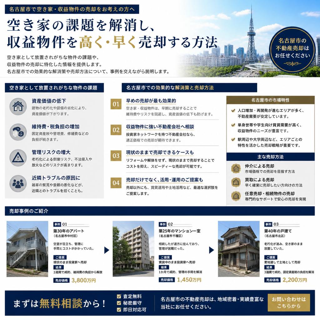 空き家問題の解消と収益物件の売却方法