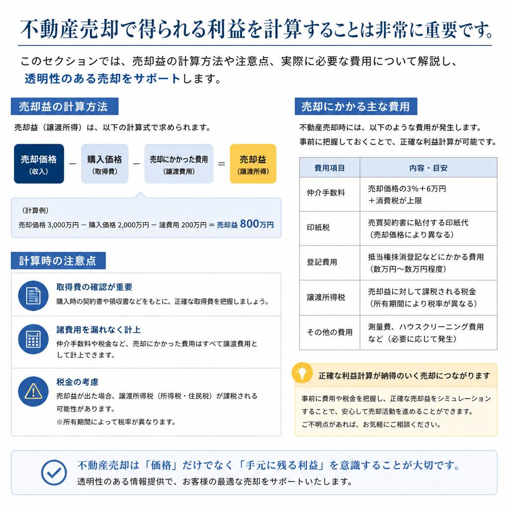 売却益の計算方法を理解しよう