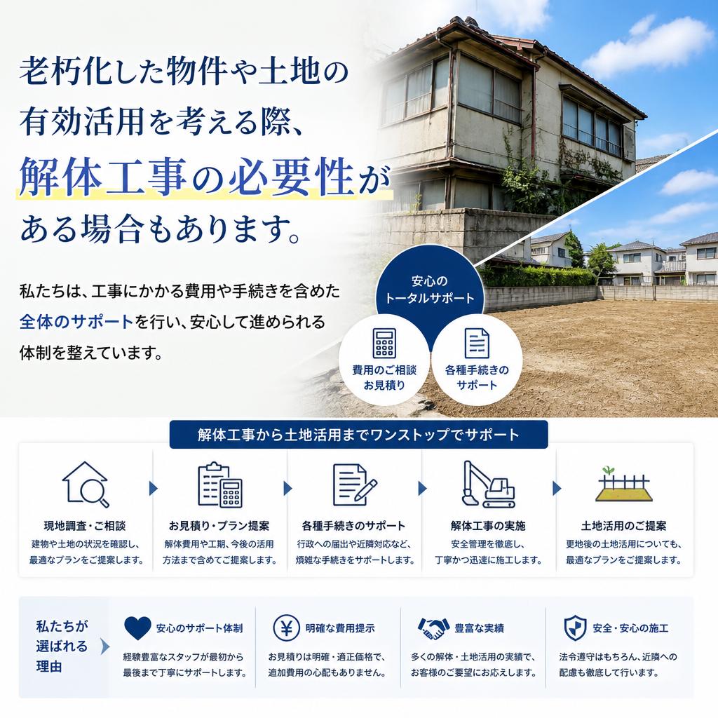 解体工事も含めたトータルサポート