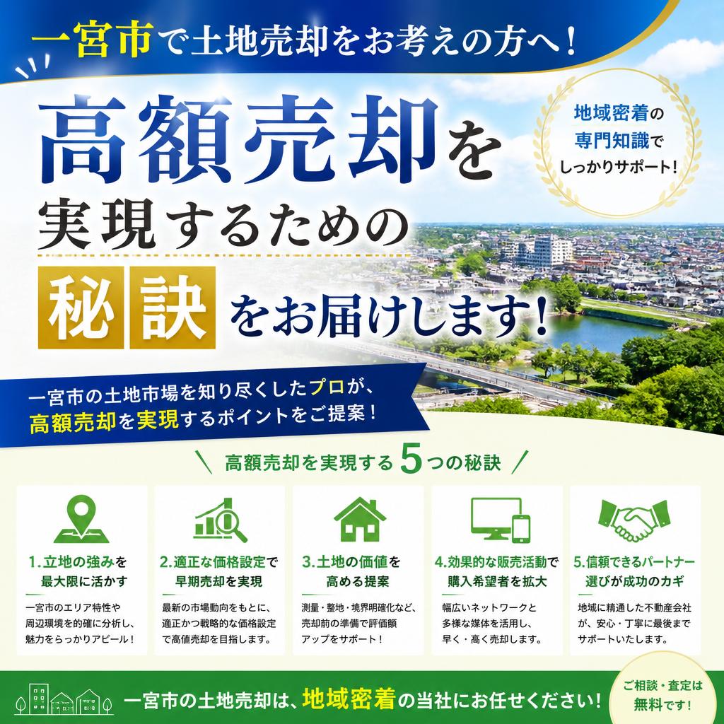 一宮市で土地売却をお考えの方へ！高額売却を実現するための秘訣をお届けします！