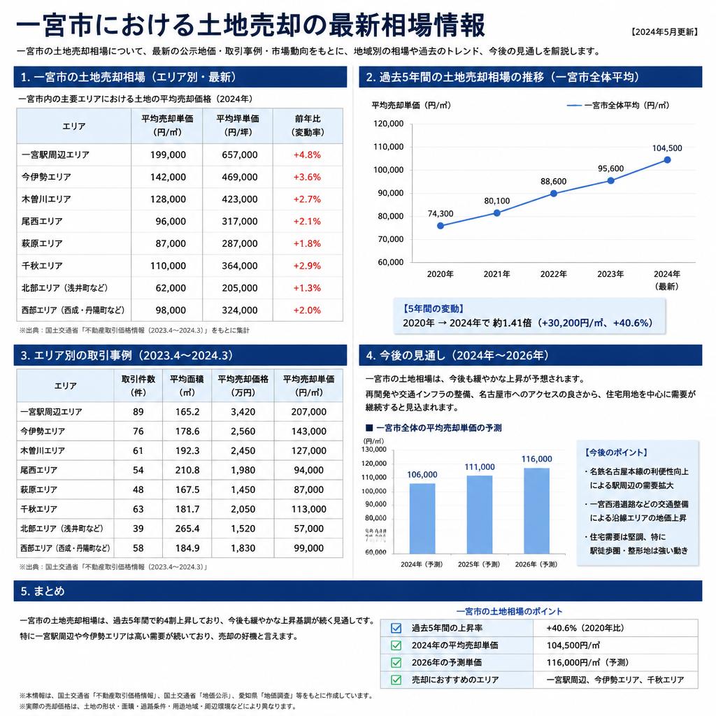 一宮市の土地売却相場の最新情報