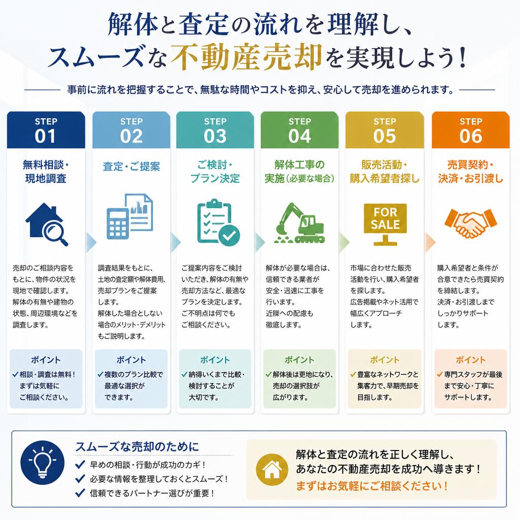 解体と査定の流れを理解し、スムーズな不動産売却を実現しよう！