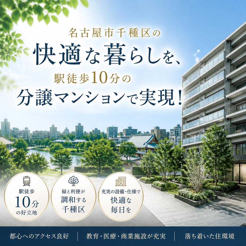 名古屋市千種区の快適な暮らしを、駅徒歩10分の分譲マンションで実現！