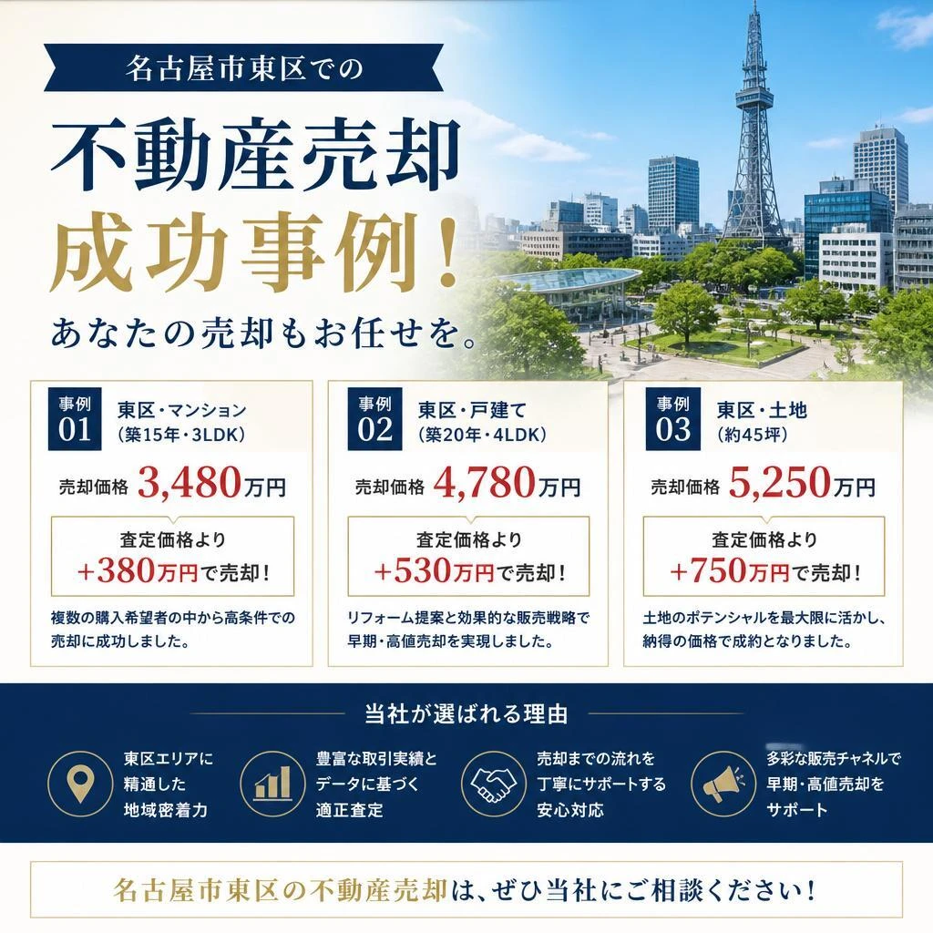 名古屋市東区での不動産売却成功事例！あなたの売却もお任せを。