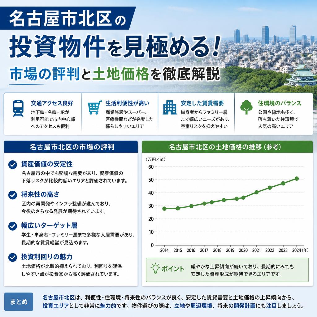 名古屋市北区の投資物件を見極める！市場の評判と土地価格を徹底解説