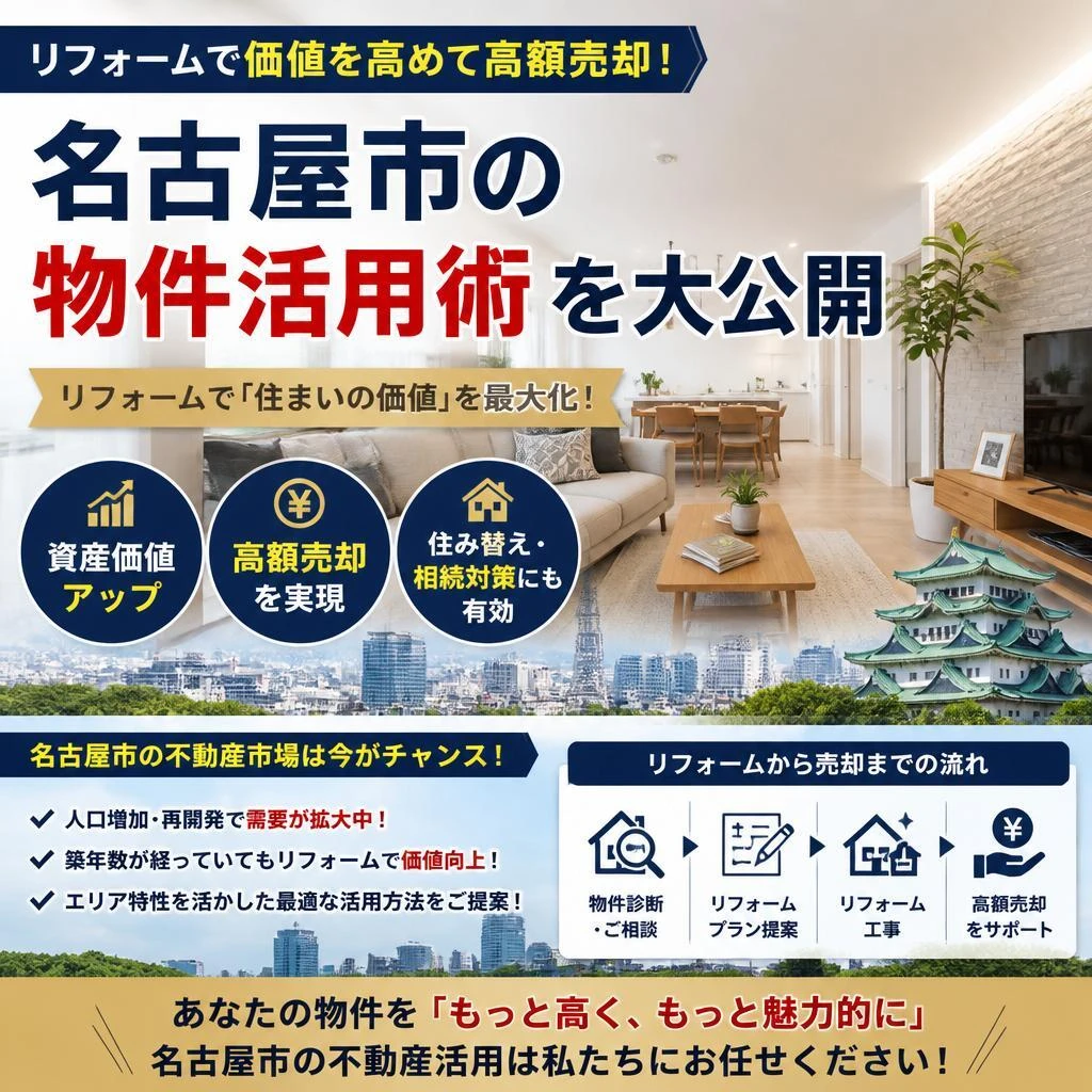 リフォームで価値を高めて高額売却！名古屋市の物件活用術を大公開