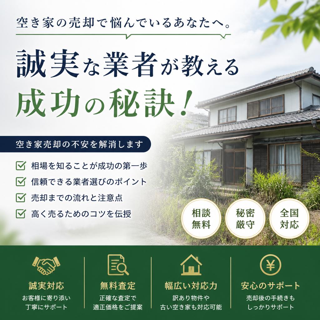 空き家の売却で悩んでいるあなたへ。誠実な業者が教える成功の秘訣！