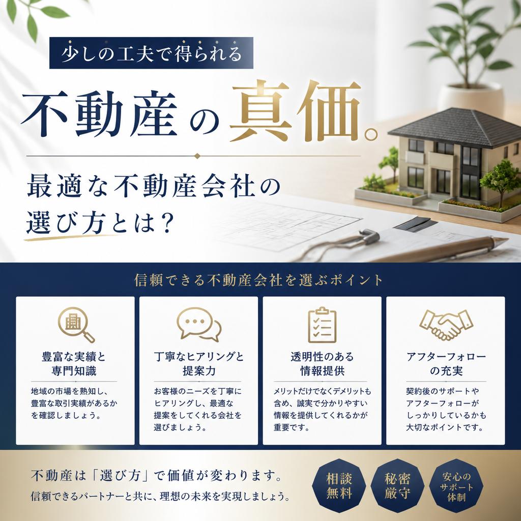 少しの工夫で得られる不動産の真価。最適な不動産会社の選び方とは？