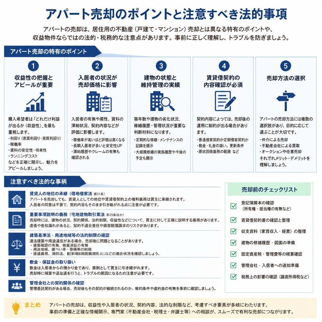 アパートを売却する際の注意点