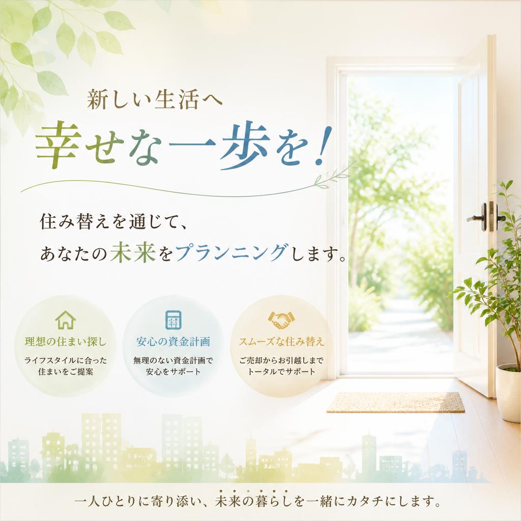新しい生活へ幸せな一歩を！住み替えを通じて、あなたの未来をプランニングします。